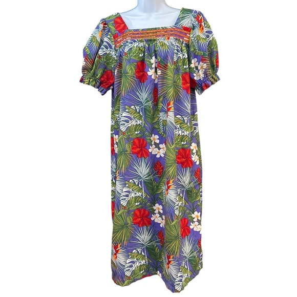 Hilo Hattie Dresses & Skirts - Vintage Hilo Hattie Muumuu Dress Tropical Hawaiian Tiki Floral Purple Hibiscus